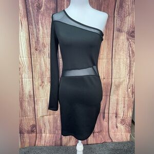 Body Central bodycon black mesh long sleeve sleeveless club dress women’s size M